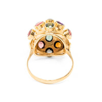 18K Gold Sputnik Kaleidoscope Gemstone Ring - Size 7