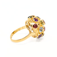 18K Gold Sputnik Kaleidoscope Gemstone Ring - Size 7