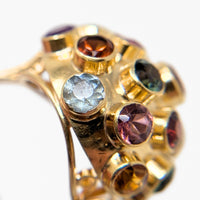 18K Gold Sputnik Kaleidoscope Gemstone Ring - Size 7