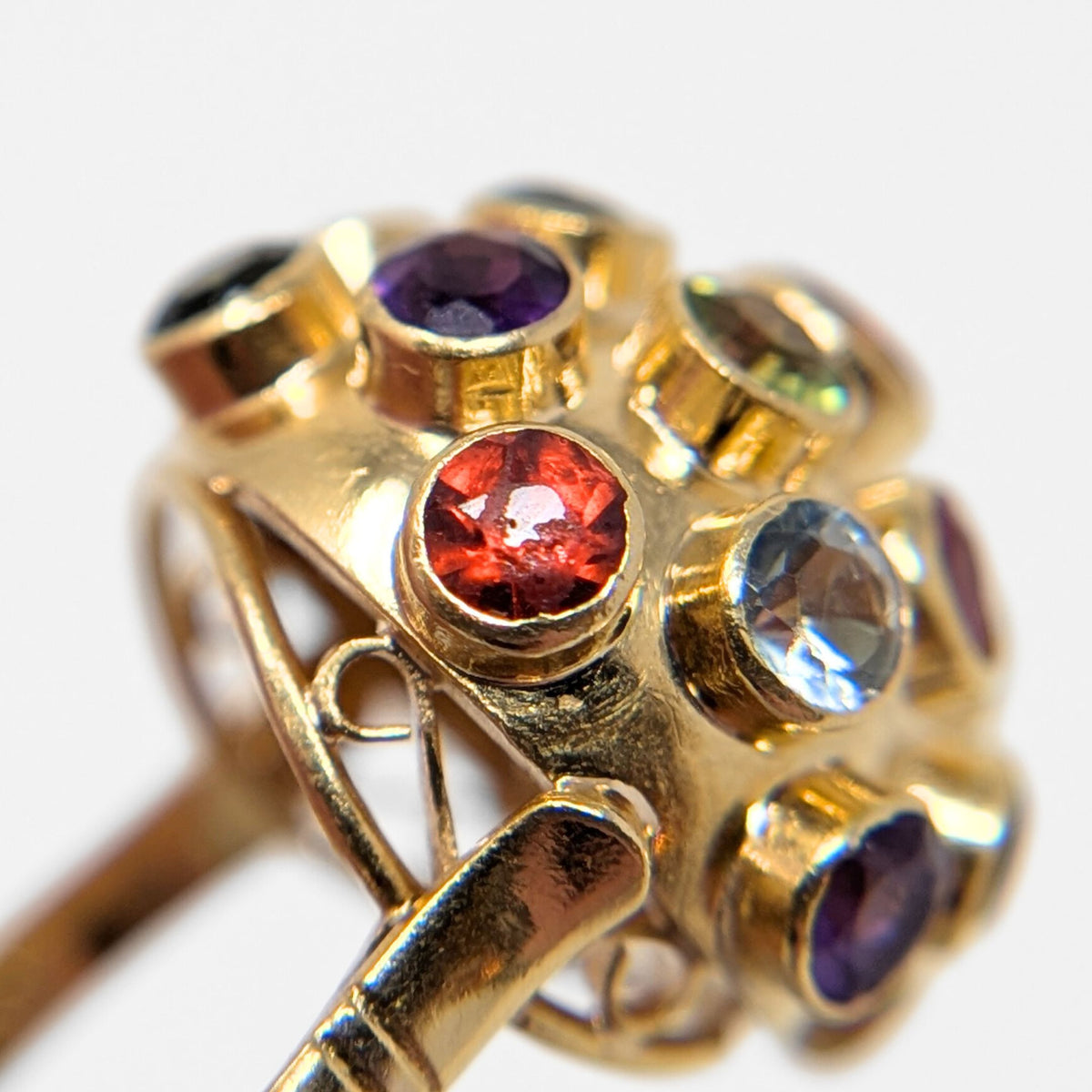 18K Gold Sputnik Kaleidoscope Gemstone Ring - Size 7