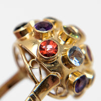 18K Gold Sputnik Kaleidoscope Gemstone Ring - Size 7