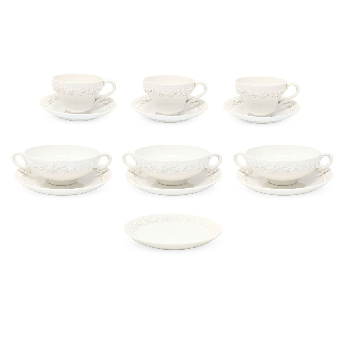 Wedgwood Queensware Cream on Cream 13pc Teacup & Cream Soup Set