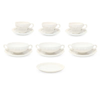 Wedgwood Queensware Cream on Cream 13pc Teacup & Cream Soup Set