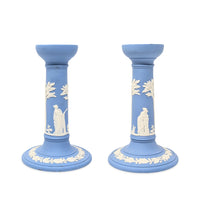 Wedgwood Pale Blue Jasperware 6 3/4" Candlesticks (Pair)