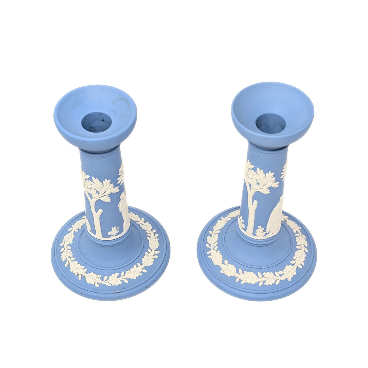 Wedgwood Pale Blue Jasperware 6 3/4" Candlesticks (Pair)