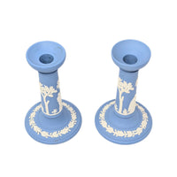 Wedgwood Pale Blue Jasperware 6 3/4" Candlesticks (Pair)