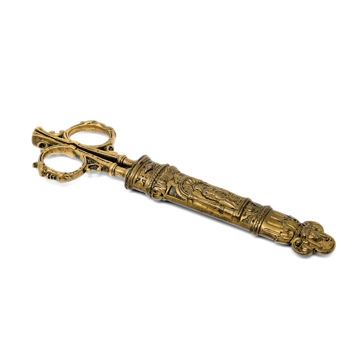 Victorian Brass & Steel Scissors with Decorative Brass Sheath