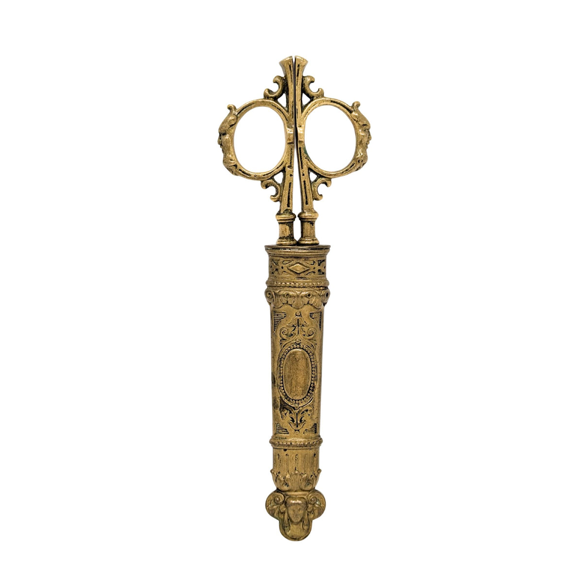 Victorian Brass & Steel Scissors with Decorative Brass Sheath