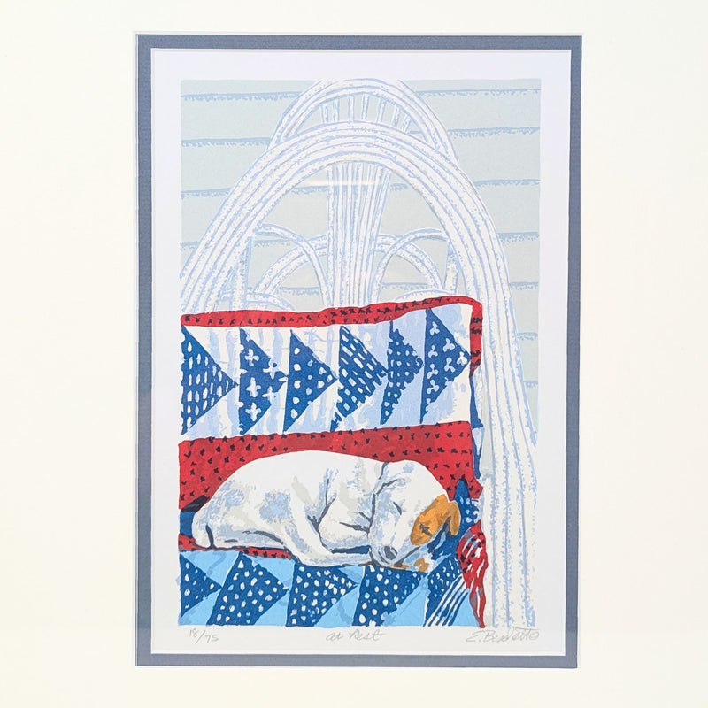 Limited Edition "At Rest" Signed Jack Russel Serigraph by Ed Bordett