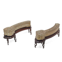 Ruyi Scepter Shaped Chinese Incense Clocks on Rosewood Stands (Pair)