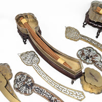 Ruyi Scepter Shaped Chinese Incense Clocks on Rosewood Stands (Pair)