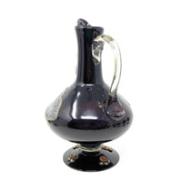 Decorated Bohemian Amethyst Glass Decanter, Glasses, and Candlestick Set