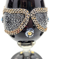 Decorated Bohemian Amethyst Glass Decanter, Glasses, and Candlestick Set