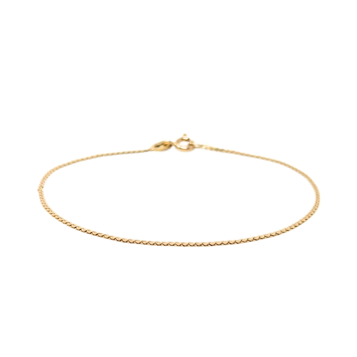 14K Gold Italian 1.2mm 7” Serpentine Bracelet