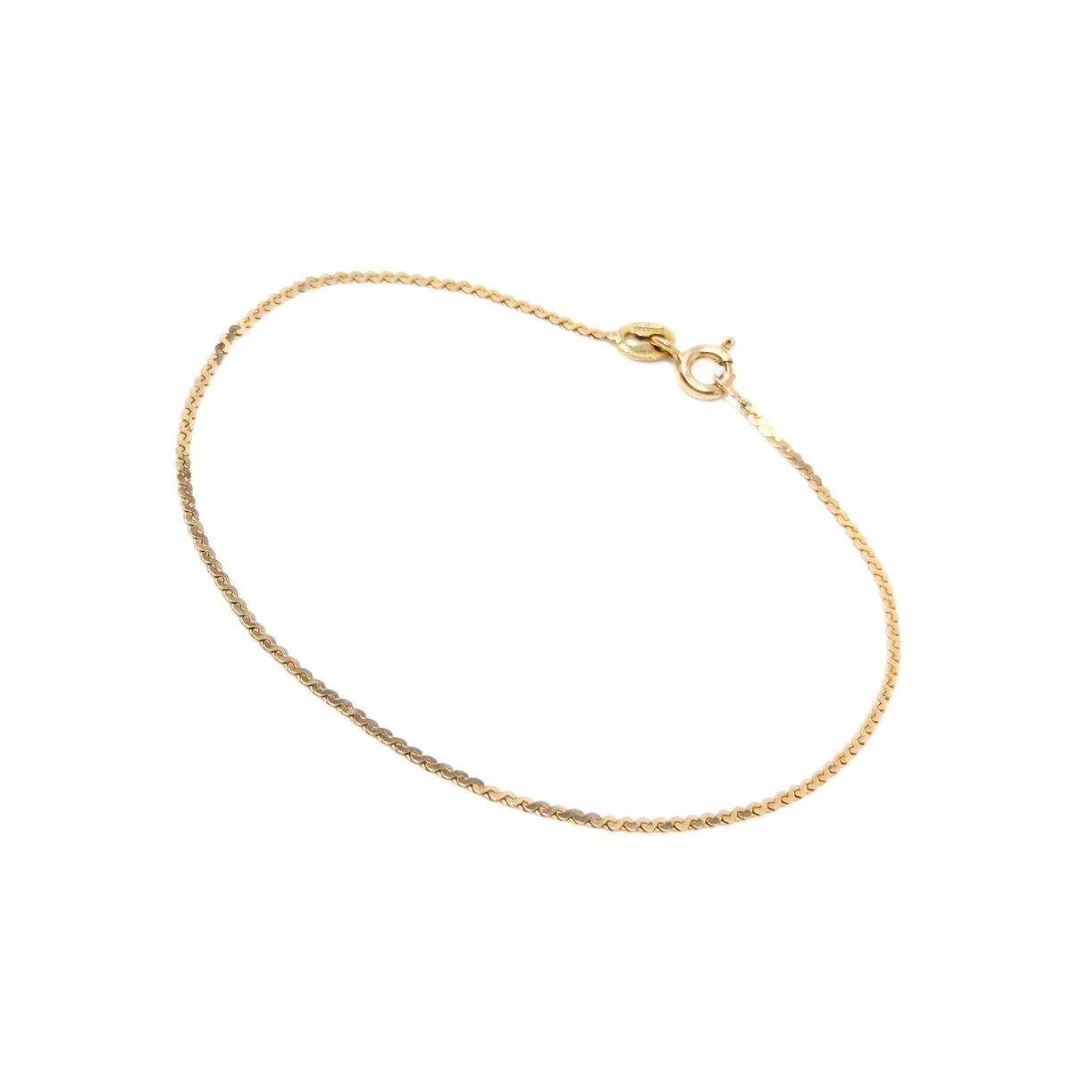 14K Gold Italian 1.2mm 7” Serpentine Bracelet