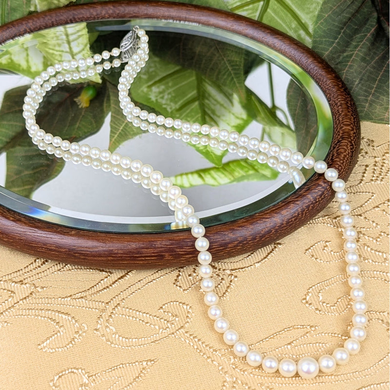 14K Gold Vintage 17” Graduated Pearl Necklace
