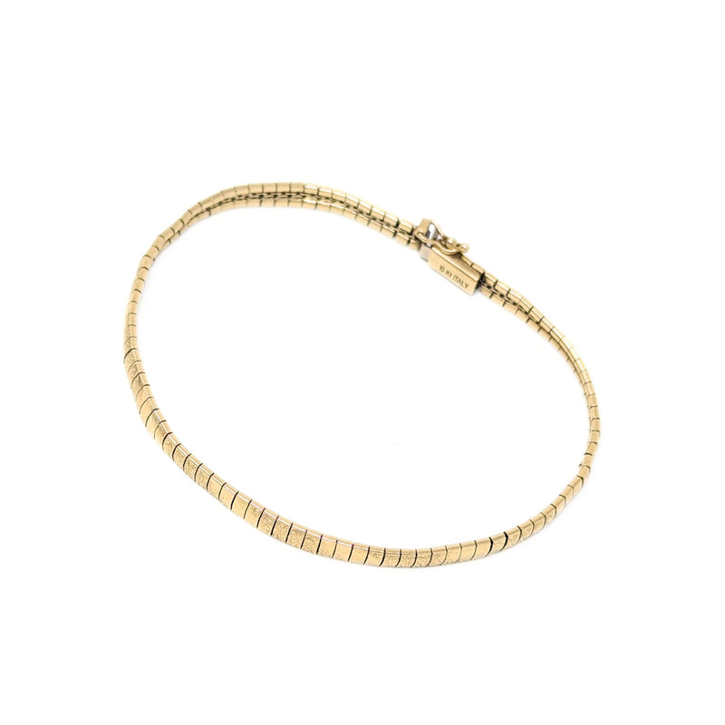 Italian 10K Gold 7.5” Textured Omega Bracelet