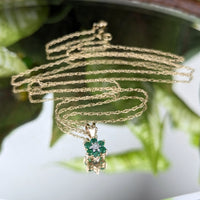 14K/10K Gold 18” Emerald & Diamond Pendant Necklace