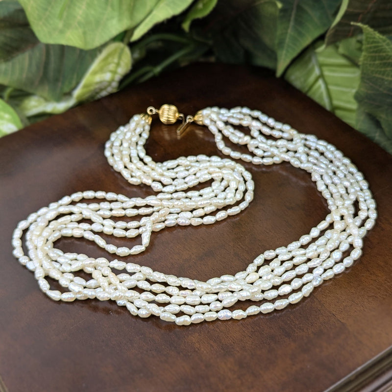 Rice Pearl 20” Multi-Strand Necklace