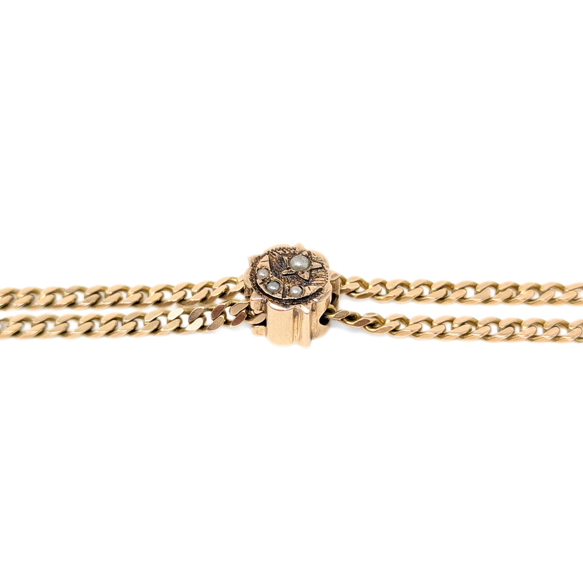 12K Gold Edwardian 56” Pearl Slide Lariat Ladies Pocket Watch Pendant Chain
