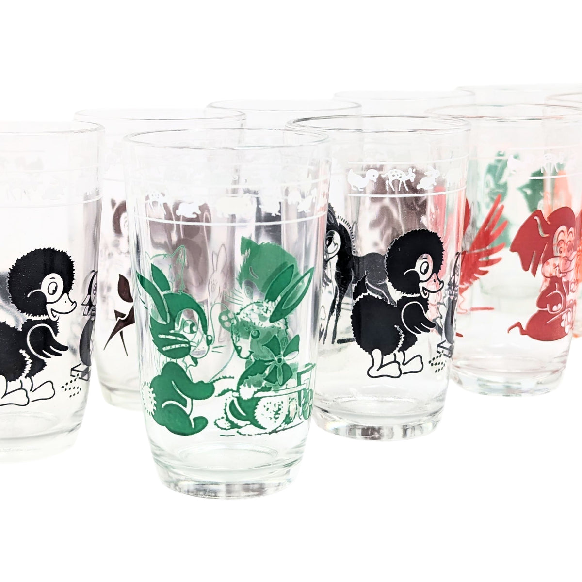 1950's Kraft "Swanky Swig" Animal Juice Glasses (9)