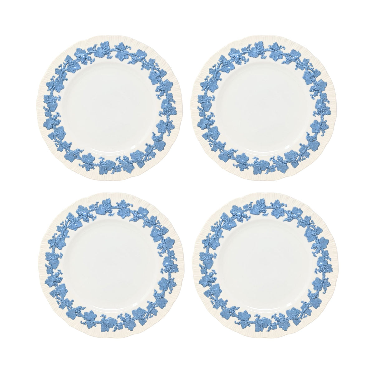 Wedgwood "Lavender on Cream" Shell Edge 10 5/8" Dinner Plates (Set of 4)