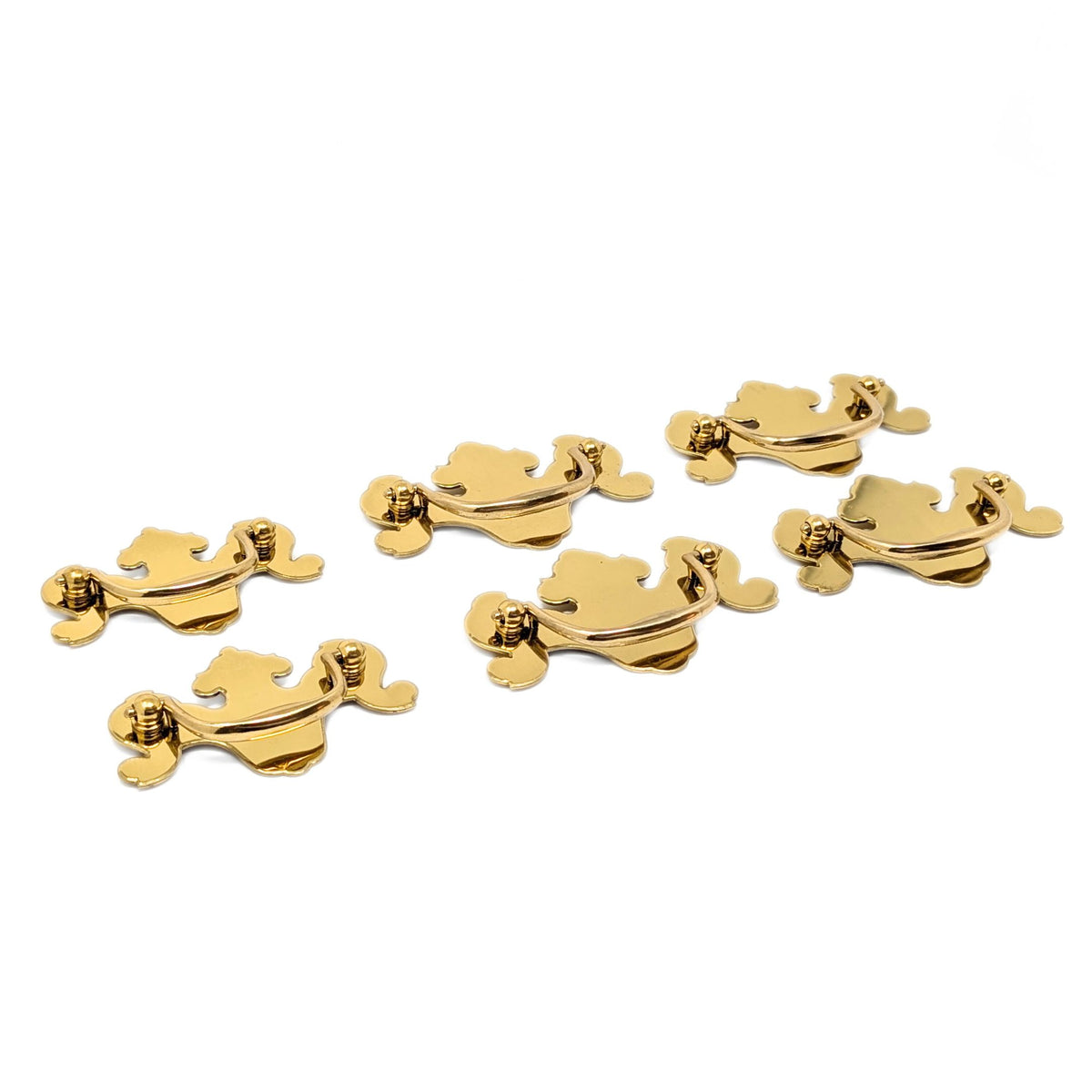 Henkel Harris Solid Brass Replacement Queen Anne Drawer Pulls (6)