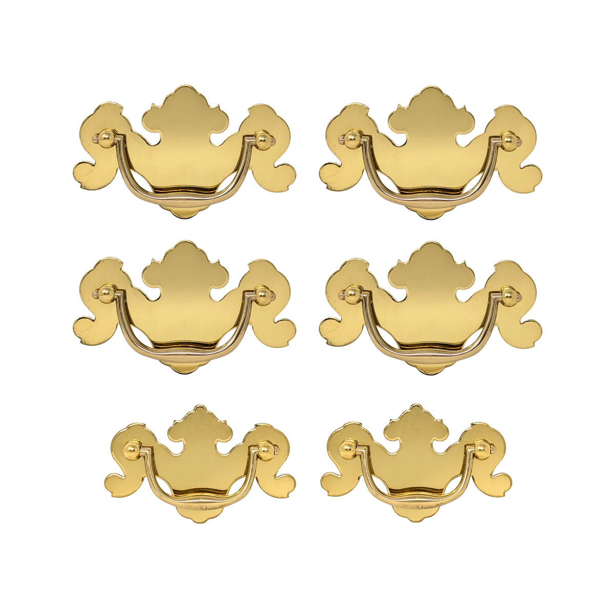 Henkel Harris Solid Brass Replacement Queen Anne Drawer Pulls (6)