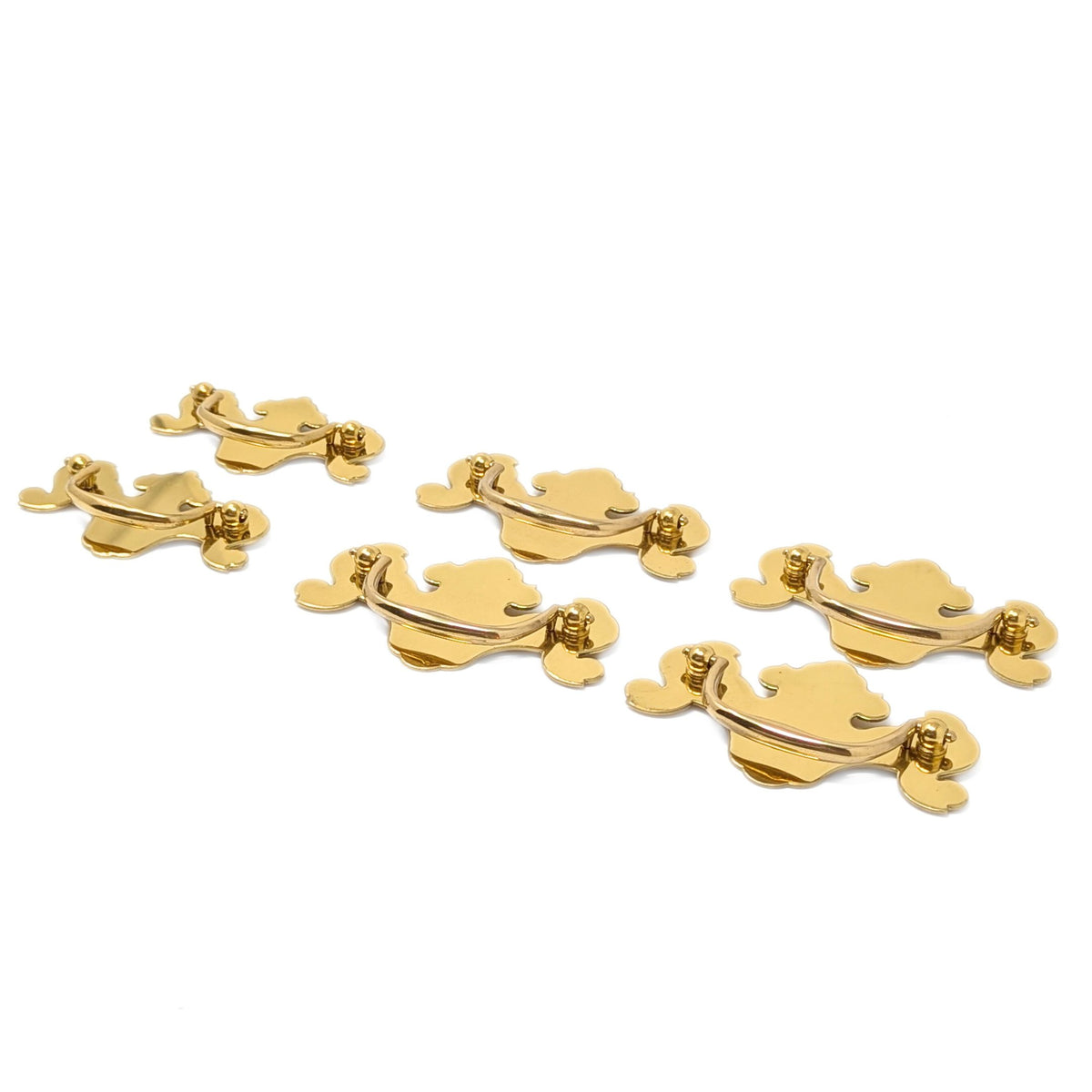 Henkel Harris Solid Brass Replacement Queen Anne Drawer Pulls (6)