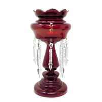 Cranberry Bohemian Glass Mantel Lusters (Pair)
