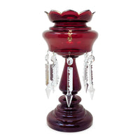 Cranberry Bohemian Glass Mantel Lusters (Pair)