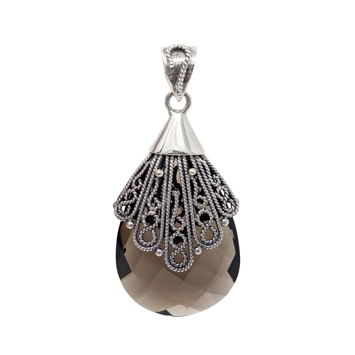 Doug Paulus Sterling Silver & Faceted Smoky Quartz Pendant