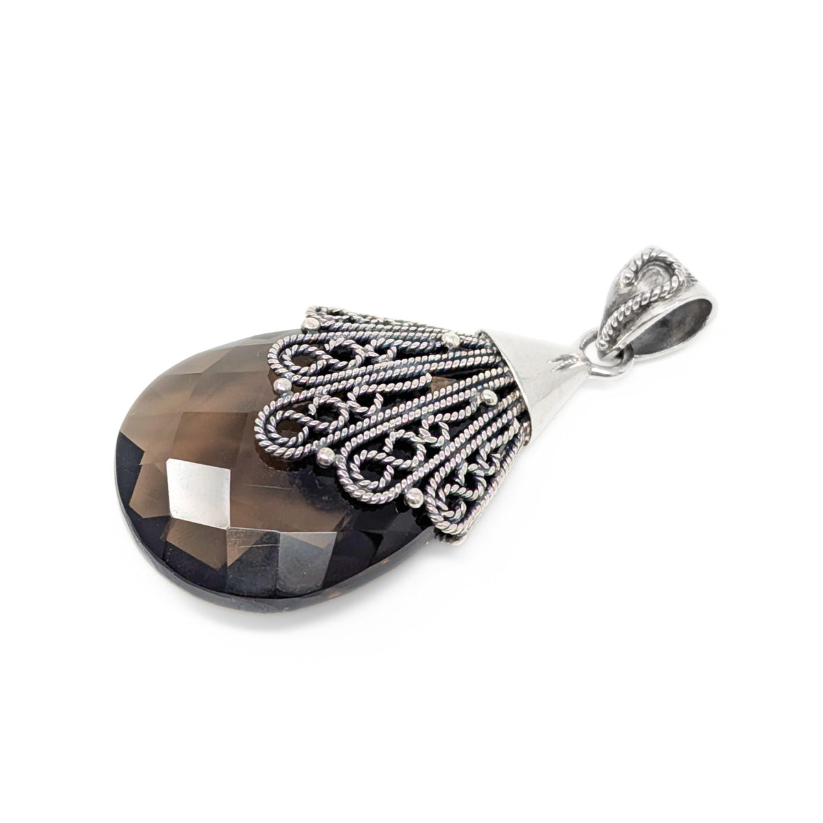 Doug Paulus Sterling Silver & Faceted Smoky Quartz Pendant
