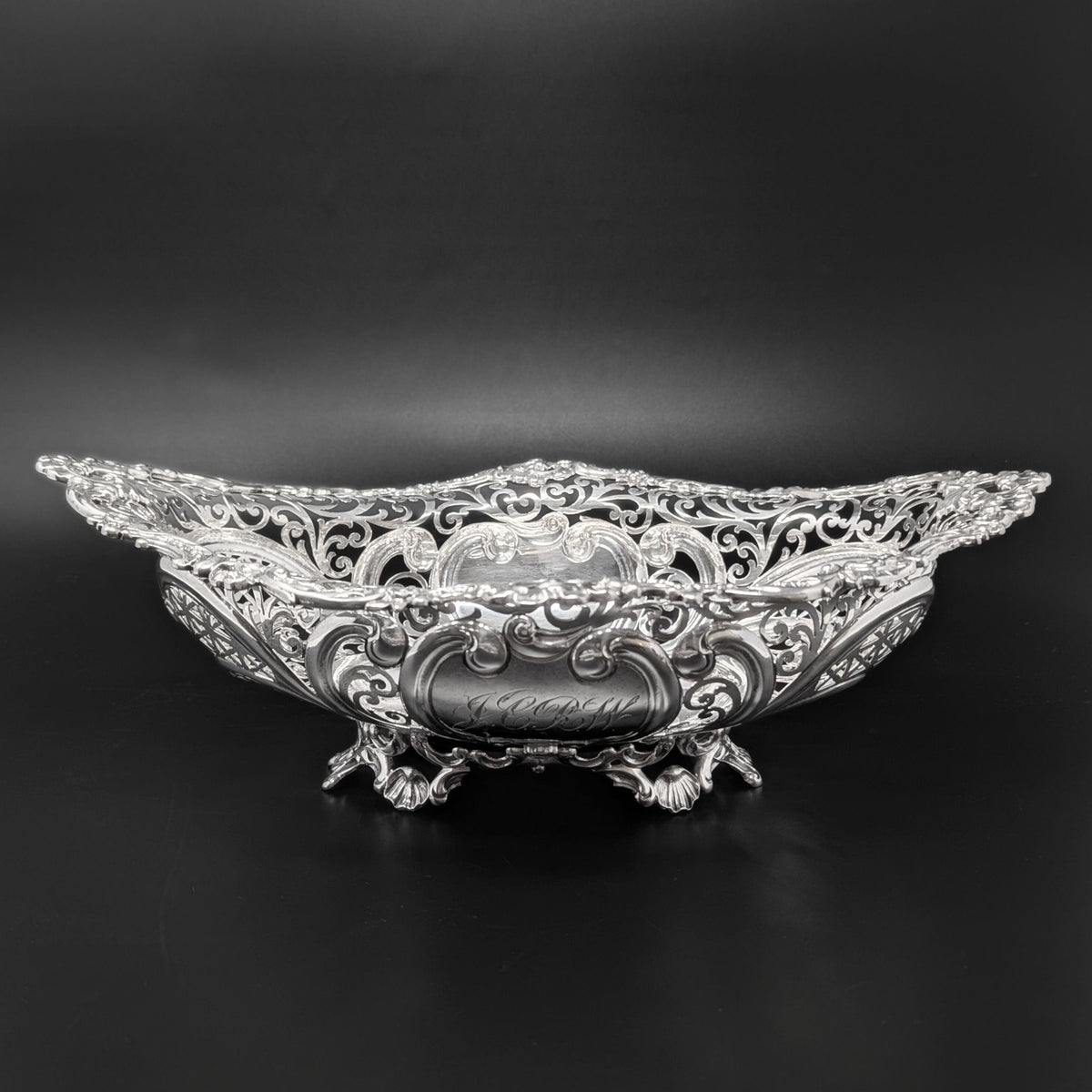 Howard & Co. Sterling Silver Victorian Monogrammed Bread Basket