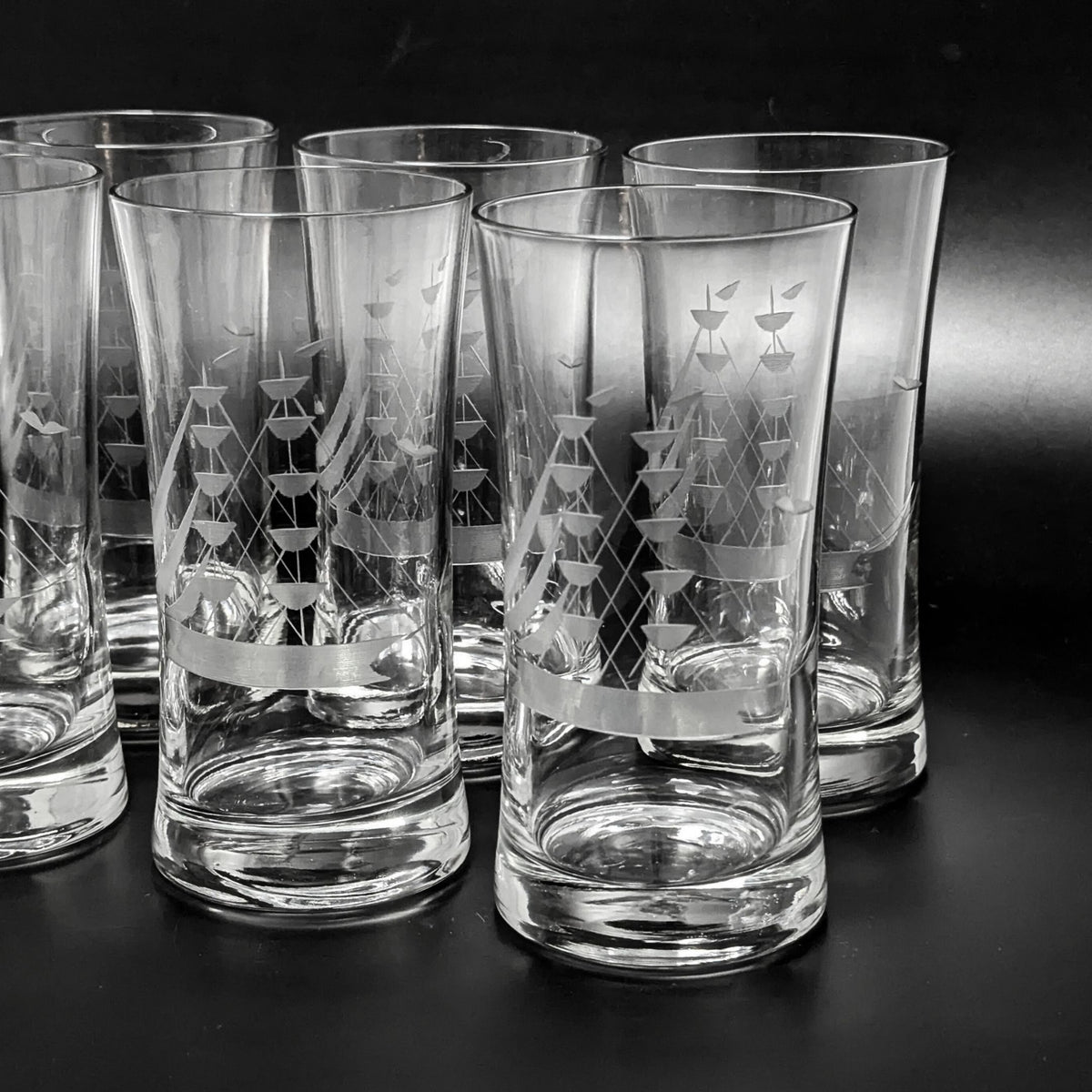 Javit Badash "Clipper Collection" Vintage Crystal Highball Glasses (Set of 8)