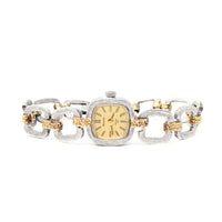 Bulova Christian Dior Sterling & 14K Gold Block Link Watch