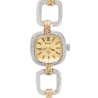Bulova Christian Dior Sterling & 14K Gold Block Link Watch