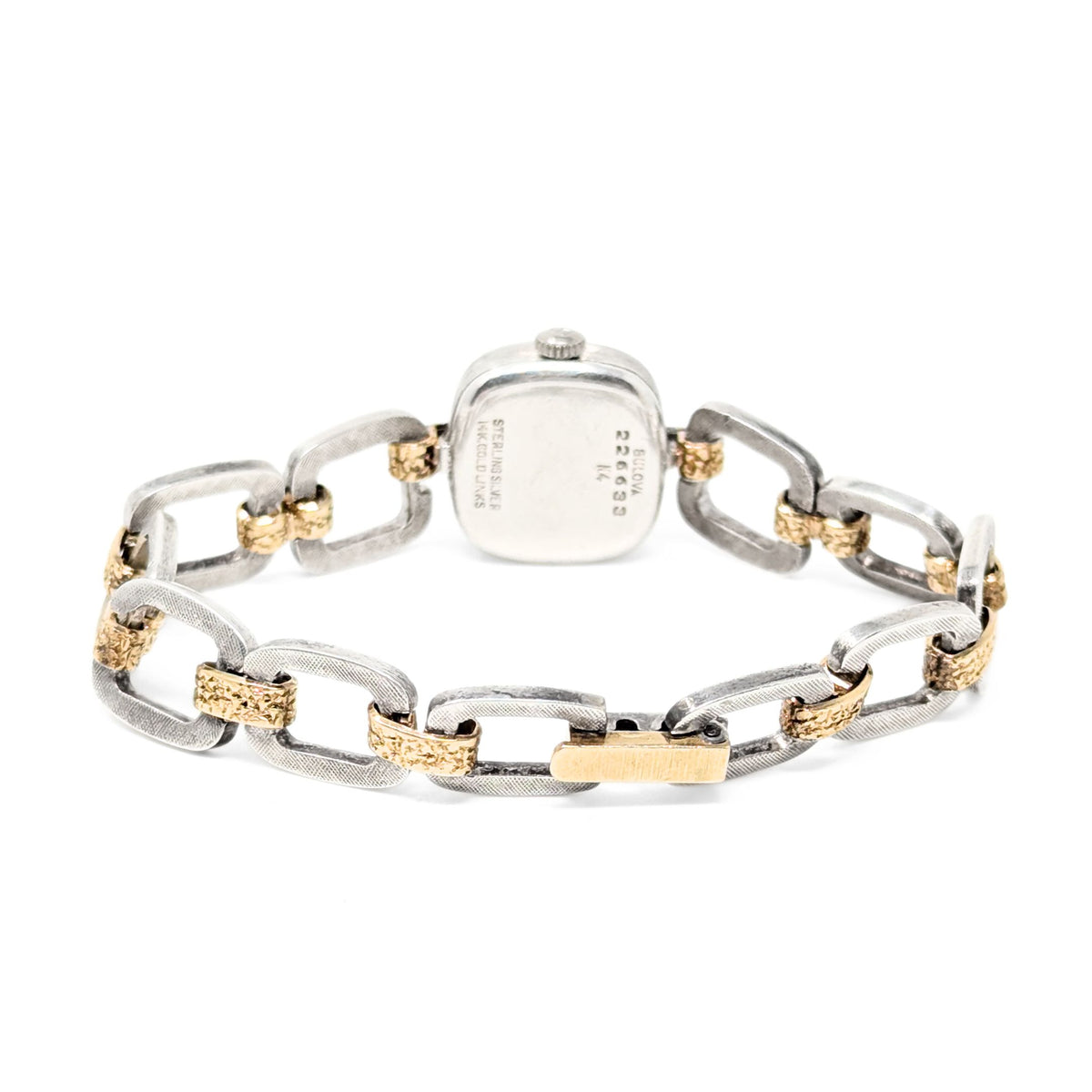 Bulova Christian Dior Sterling & 14K Gold Block Link Watch