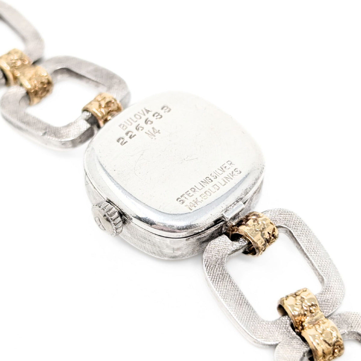 Bulova Christian Dior Sterling & 14K Gold Block Link Watch
