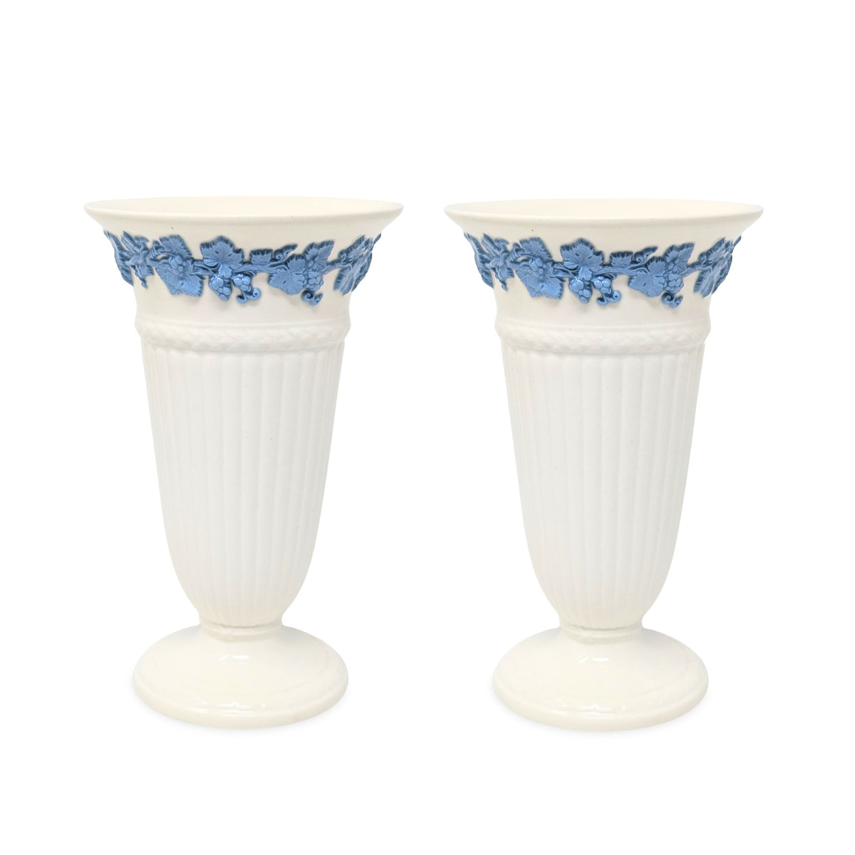 Wedgwood "Lavender on Cream" 6.5" Trumpet Vases (Pair)