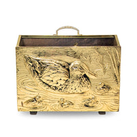 English Ducks Swimming Vintage Brass Magazine Rack