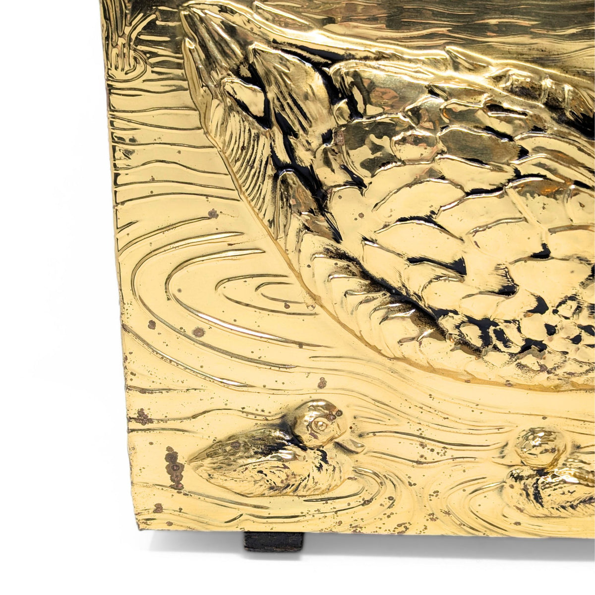 English Ducks Swimming Vintage Brass Magazine Rack