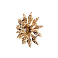 Antique 13K Gold, Diamond, & Pearl Flower Pendant/Brooch
