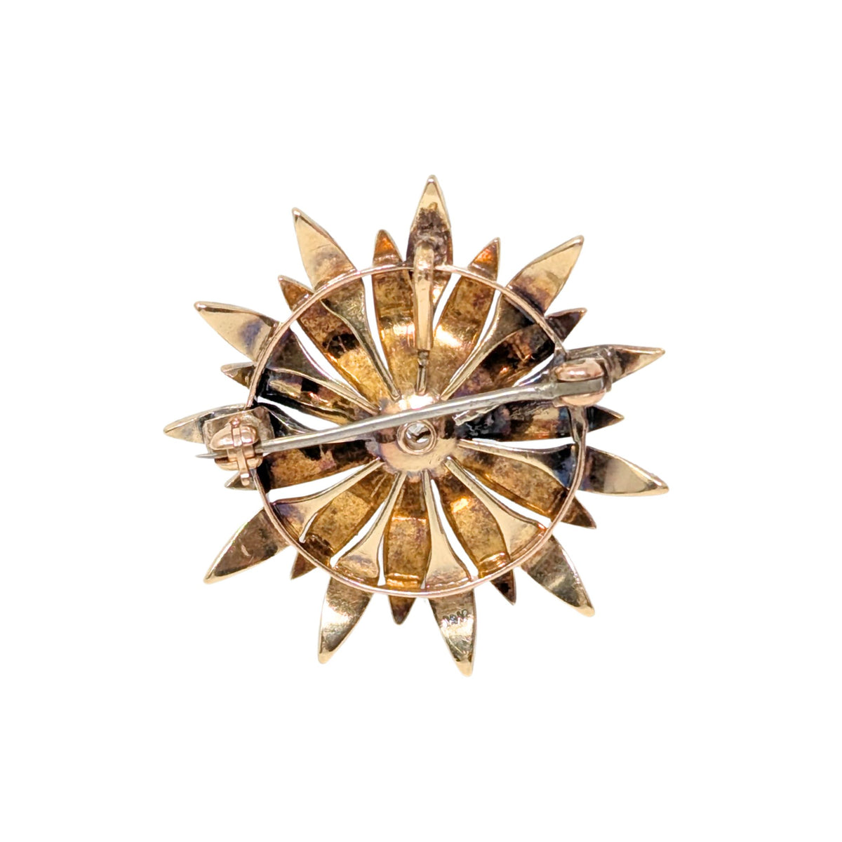 Antique 13K Gold, Diamond, & Pearl Flower Pendant/Brooch