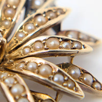 Antique 13K Gold, Diamond, & Pearl Flower Pendant/Brooch
