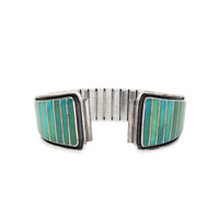 Marvin Luarkie Zuni Sterling & Green Turquoise Watch Tips w/ Flex Band