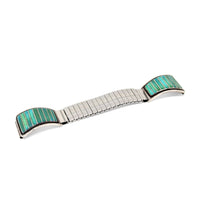 Marvin Luarkie Zuni Sterling & Green Turquoise Watch Tips w/ Flex Band