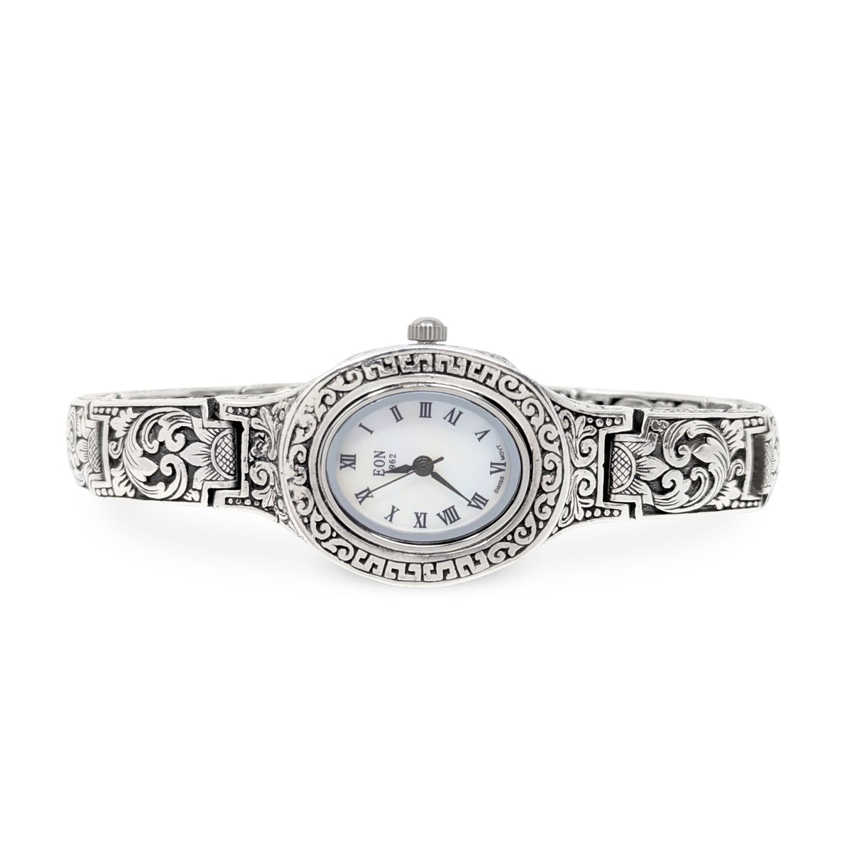 Eon #1962 Sterling, Stainless Steel, & Mother of Pearl Quartz Swiss Watch