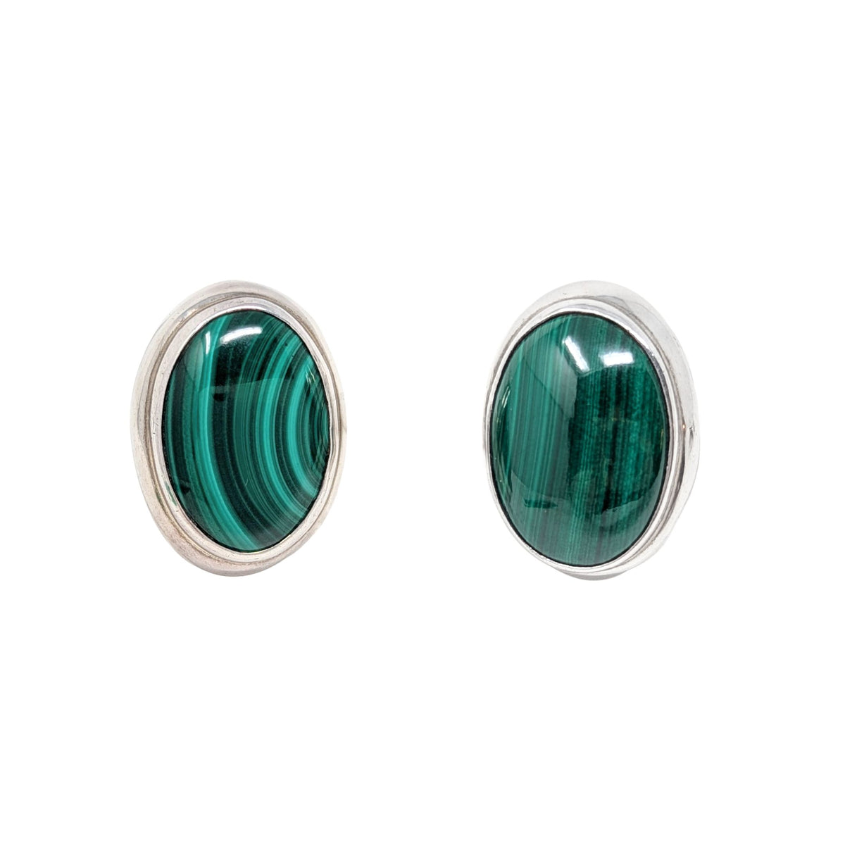 Inger K Native American Modernist Sterling Malachite Bracelet & Earrings