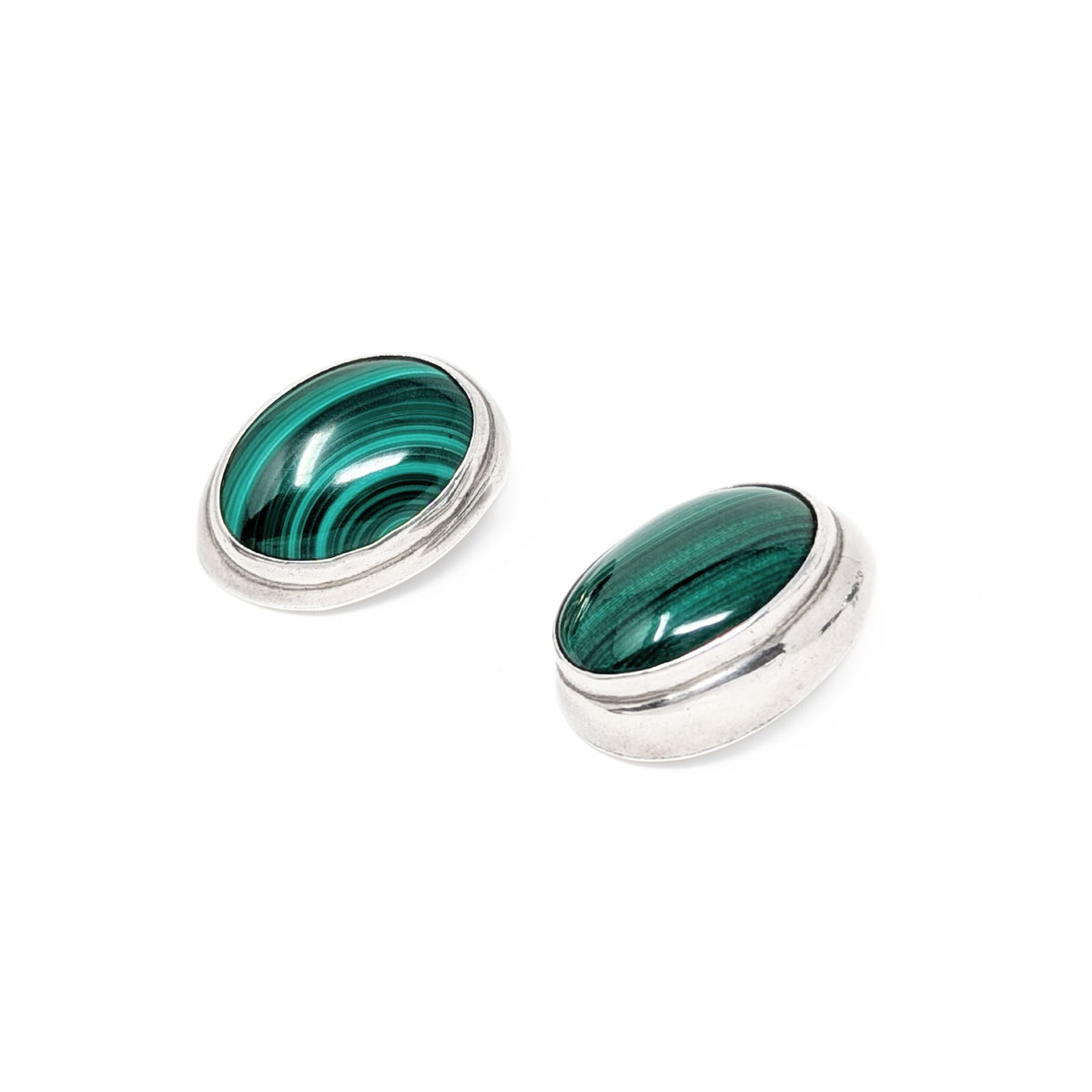 Inger K Native American Modernist Sterling Malachite Bracelet & Earrings